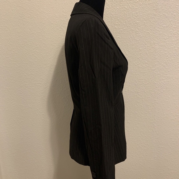 Vintage Bebe Fashions Black Stretch Pink & Gray Pin Stripe Blazer Women's 0 - Picture 3 of 8
